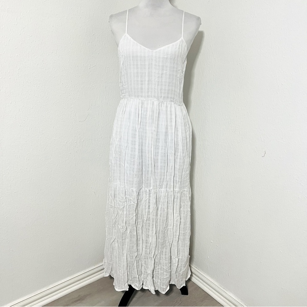 Forever 21 Women’s Large NWT White Tiered Maxi Sleeveless Sundress Inner Slip